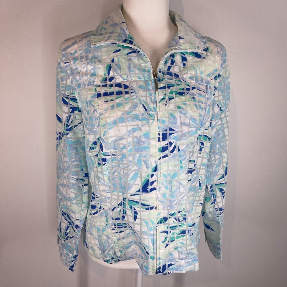 Drapers & Damons Aqua & Blue Zip Front Lightweight Jacket size M